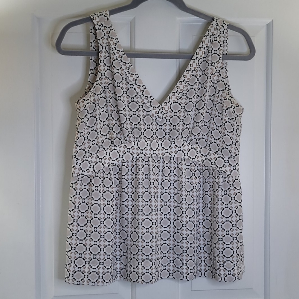 LOFT geo-print double-V sleeveless blouse tank top